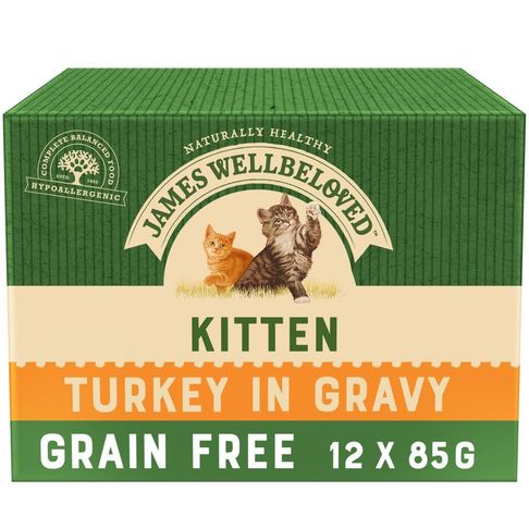 12 x ames Wellbeloved Grain Free Turkey Wet Kitten Food 85g