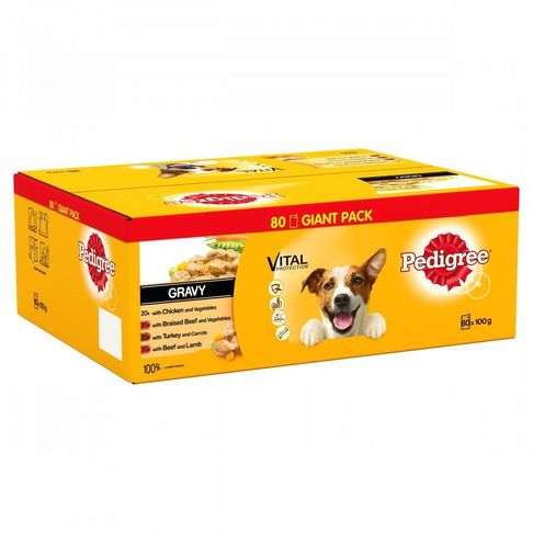 PEDIGREE Dog Pouches Mixed Selection in Gravy 80 x 100g Mega Pack