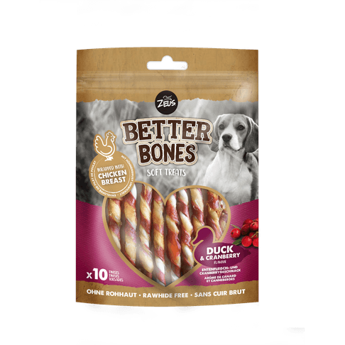 Zeus Better Bones Duck &amp; Cranberry Twists Dog Treats