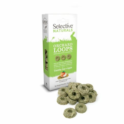 4 x Selective Naturals Orchard Loops With Timothy Hay &amp; Apple 80g