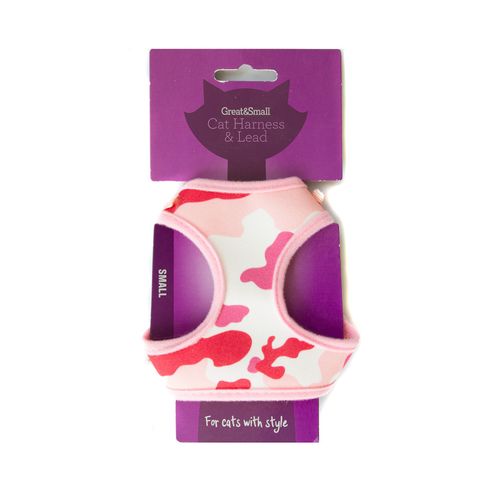 Great&amp;Small Cat Harness Pink Camo