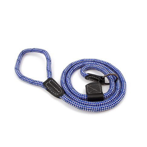 Great&amp;Small Rope Slip Lead Blue With Leather