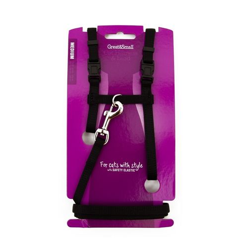 Great&amp;Small Cat Harness &amp; Lead Black