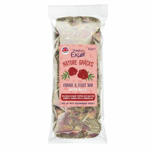 Burgess Excel Forage &amp; Feast Hay Bar with Rose 60g