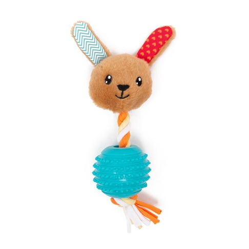 Great&amp;Small Little&amp;Lively Soft Rabbit Face with Rope &amp; TPR Ball