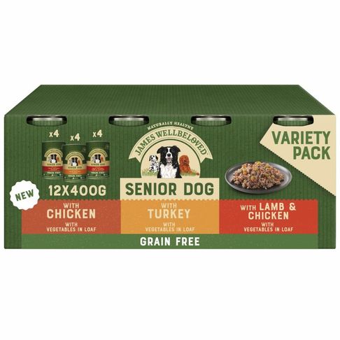 12 x 400g James Wellbeloved Dog Food Senior Grain Free Variety Pack