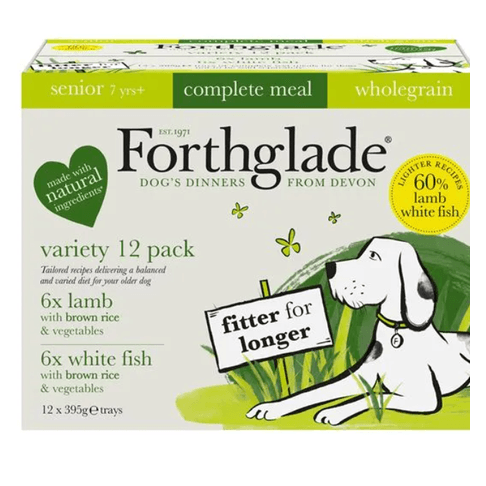 12 x Forthglade Wholegrain Lamb &amp; Fish With Brown Rice Complete Senior Wet Dog Food Variety Pack 95g