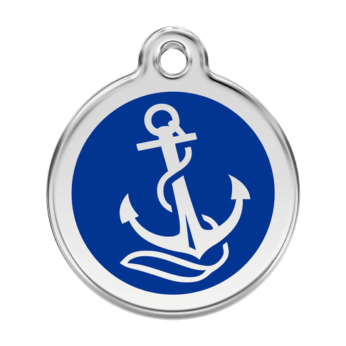 Red Dingo Stainless Steel Engraved Dog Tag Anchor Navy