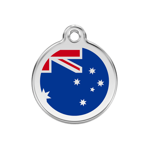 Red Dingo Stainless Steel Engraved Dog Tag Australian Flag Navy