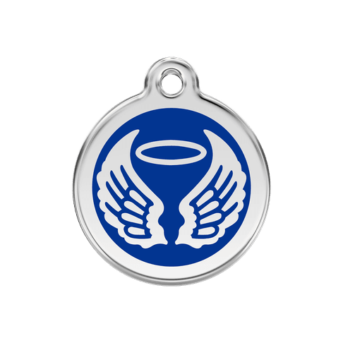 Red Dingo Stainless Steel Engraved Dog Tag Angel Wings Navy