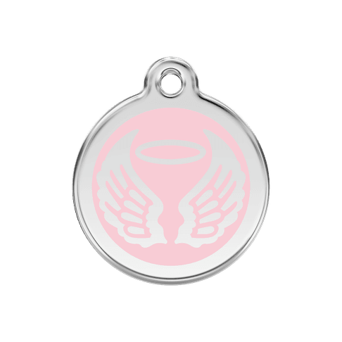 Red Dingo Stainless Steel Engraved Dog Tag Angel Wings Pink