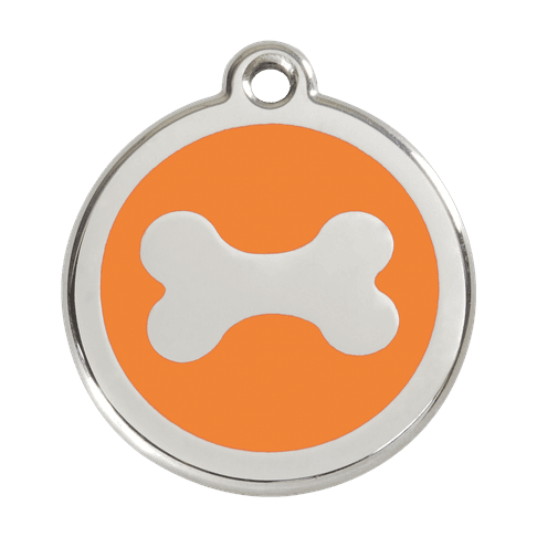Red Dingo Stainless Steel Engraved Dog Tag Bone Orange