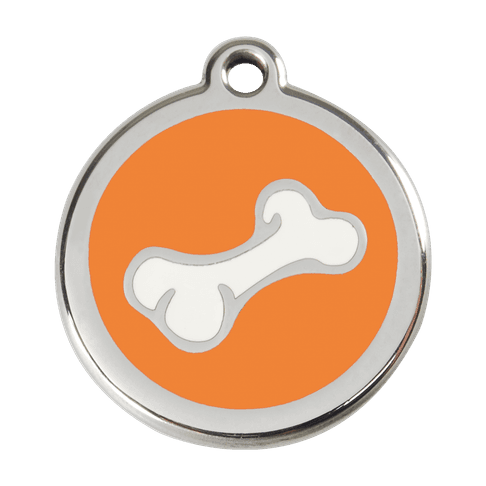 Red Dingo Stainless Steel Engraved Dog Tag Comic Bone Orange