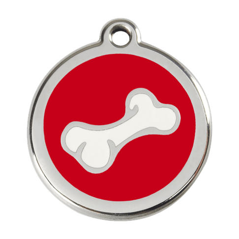 Red Dingo Stainless Steel Engraved Dog Tag Comic Bone Red