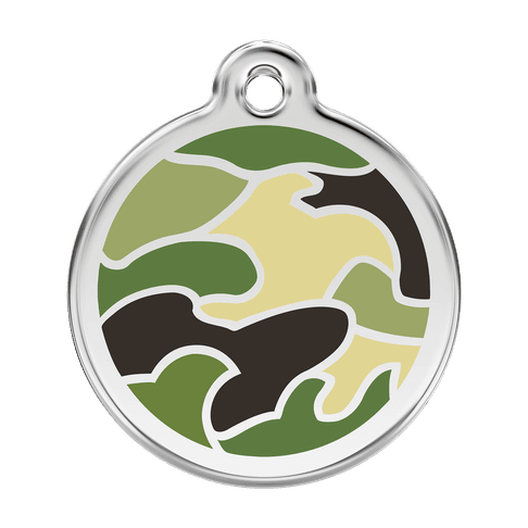 Red Dingo Stainless Steel Engraved Dog Tag Camouflage Green