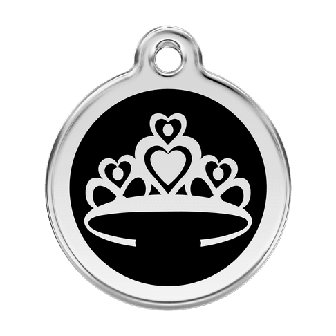 Red Dingo Stainless Steel Engraved Dog Tag Crown Black