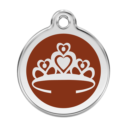 Red Dingo Stainless Steel Engraved Dog Tag Crown Brown