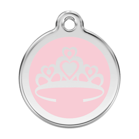 Red Dingo Stainless Steel Engraved Dog Tag Crown Pink