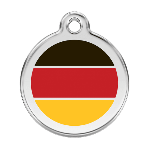 Red Dingo Stainless Steel Engraved Dog Tag German Flag Red