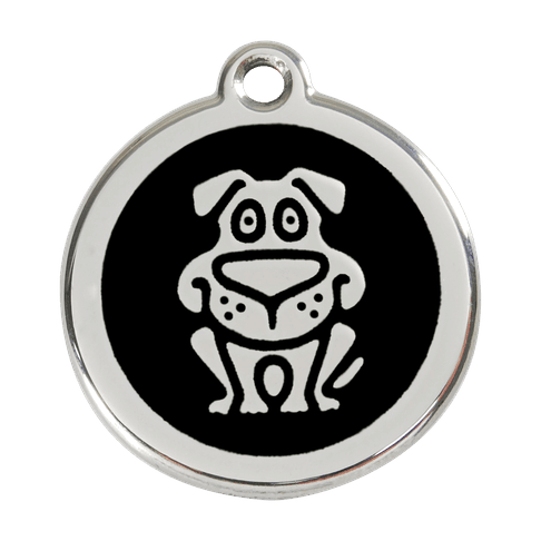 Red Dingo Stainless Steel Engraved Dog Tag Dog Black