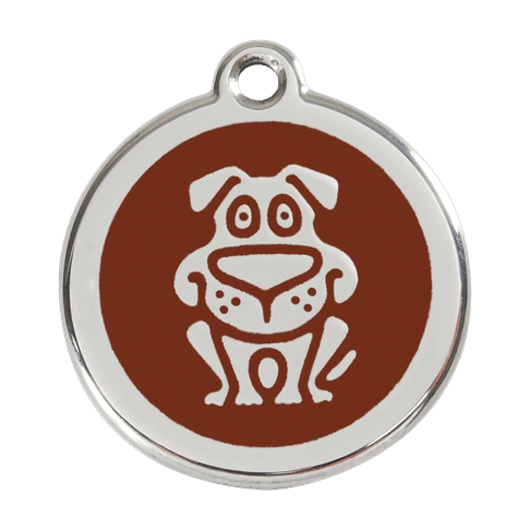 Red Dingo Stainless Steel Engraved Dog Tag Dog Brown