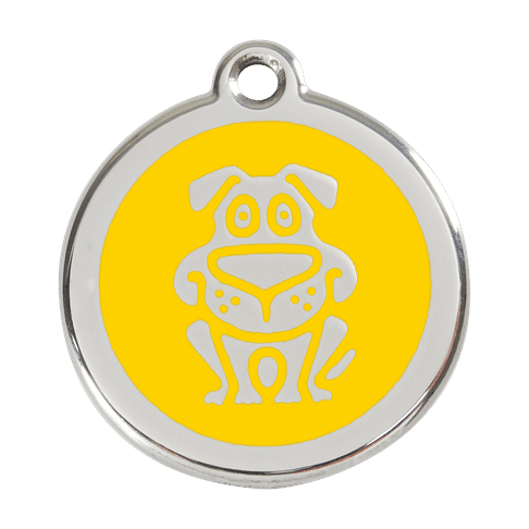 Red Dingo Stainless Steel Engraved Dog Tag Dog Yellow