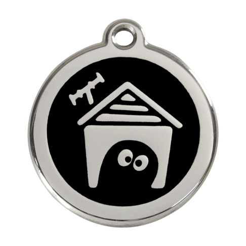Red Dingo Stainless Steel Engraved Dog Tag Dog House Black