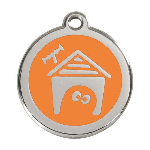 Red Dingo Stainless Steel Engraved Dog Tag Dog House Orange