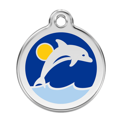 Red Dingo Stainless Steel Engraved Dog Tag Dolphin Navy