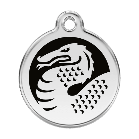 Red Dingo Stainless Steel Engraved Dog Tag Dragon Black