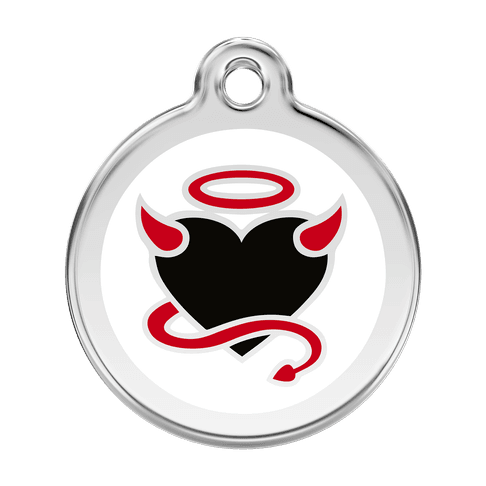 Red Dingo Stainless Steel Engraved Dog Tag Devil White
