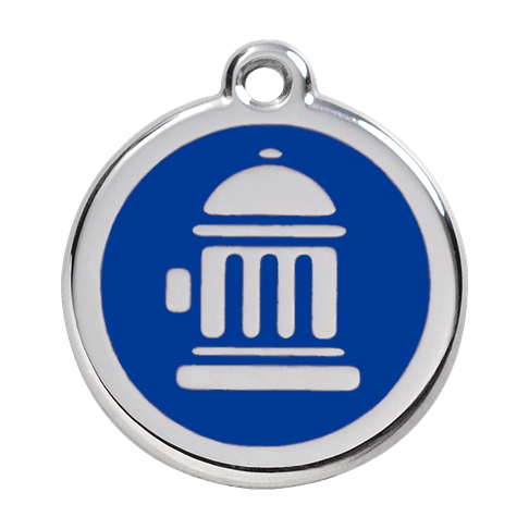 Red Dingo Stainless Steel Engraved Dog Tag Fire Hydrant Navy