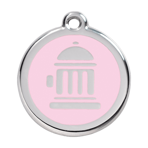 Red Dingo Stainless Steel Engraved Dog Tag Fire Hydrant Pink