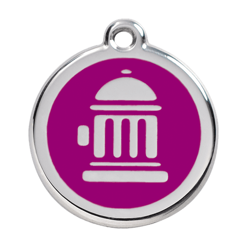 Red Dingo Stainless Steel Engraved Dog Tag Fire Hydrant Purple