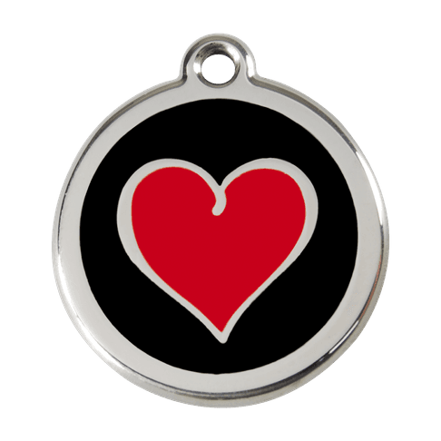 Red Dingo Stainless Steel Engraved Dog Tag Heart Black Black / Red