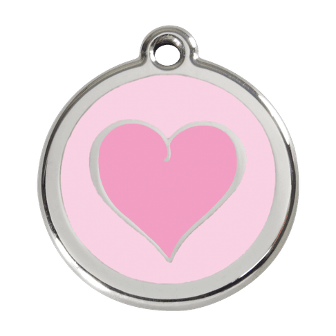 Red Dingo Stainless Steel Engraved Dog Tag Heart Pink Pink
