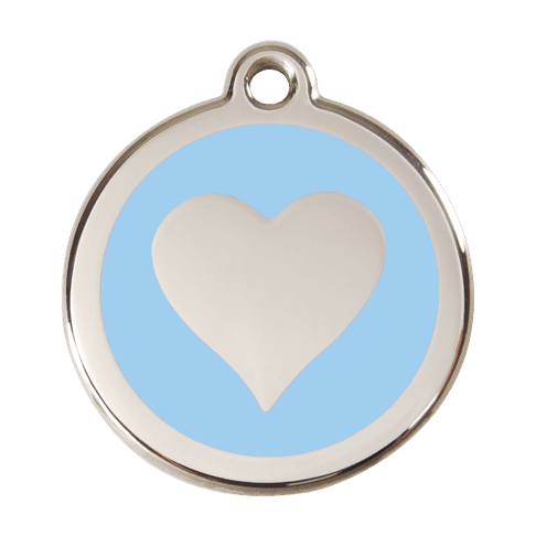 Red Dingo Stainless Steel Engraved Dog Tag Heart Light Blue