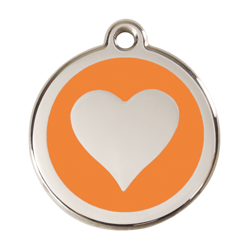 Red Dingo Stainless Steel Engraved Dog Tag Heart Orange