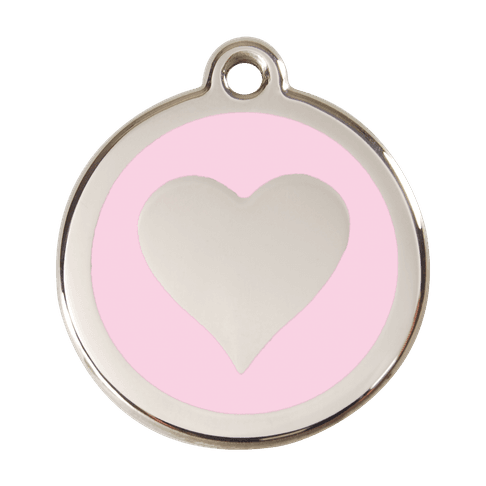 Red Dingo Stainless Steel Engraved Dog Tag Heart Pink