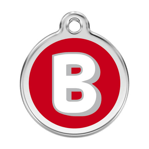 Red Dingo Stainless Steel Engraved Dog Tag Alphabet Tag Letter B Red