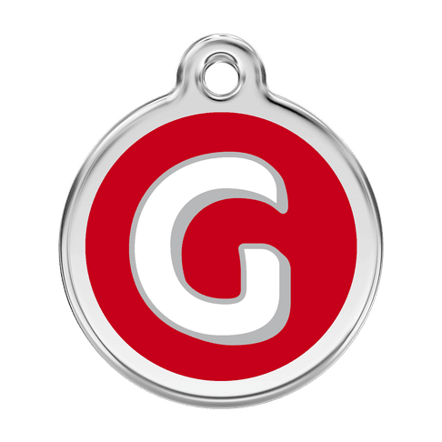 Red Dingo Stainless Steel Engraved Dog Tag Alphabet Tag Letter G Red