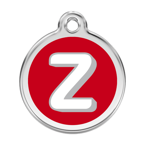 Red Dingo Stainless Steel Engraved Dog Tag Alphabet Tag Letter Z Red