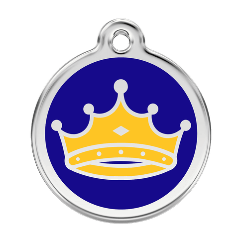 Red Dingo Stainless Steel Engraved Dog Tag King's Crown Navy