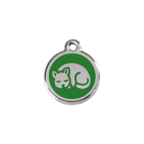 Red Dingo Stainless Steel Engraved Cat Tag Kitten Green