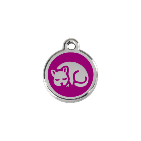 Red Dingo Stainless Steel Engraved Cat Tag Kitten Purple