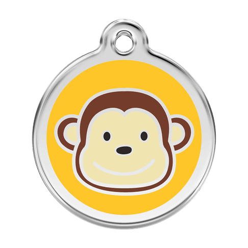 Red Dingo Stainless Steel Engraved Dog Tag Monkey Yellow