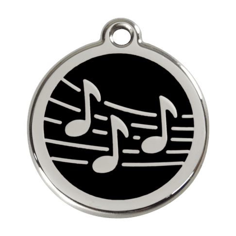 Red Dingo Stainless Steel Engraved Dog Tag Music Black