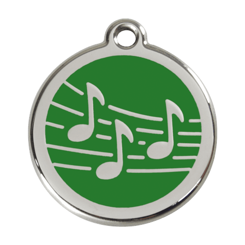 Red Dingo Stainless Steel Engraved Dog Tag Music Green