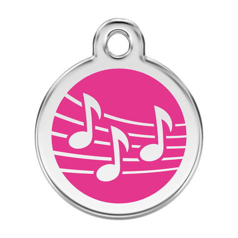 Red Dingo Stainless Steel Engraved Dog Tag Music Hot Pink