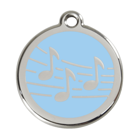 Red Dingo Stainless Steel Engraved Dog Tag Music Light Blue